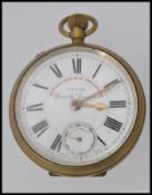 A brass cased mid 20th century Superior Railway Timekeeper pocket watch ' Specially Examined ' The