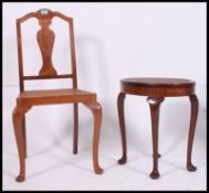 A late 19th early 20th century bedroom / hall chair having a cane seat raised on Queen Anne legs