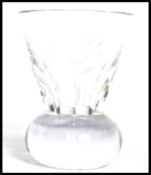 A 20th century Masonic cut and acid etched firing - shot glass with dump base