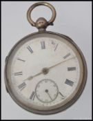 A silver hallmarked Victorian pocket watch, the movement with serial No370624.