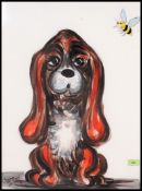 A vintage Italian mid century oil painting on glass of abstract form being signed by the artist