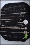 A good group of ten silver and white metal ladies necklaces to include Tiffany style marked 925 and