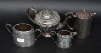 A collection of 4x silver plate pots - one engraved for The Louis, by Elkington.