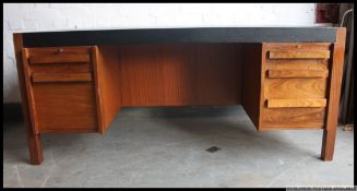 A retro Danish style Industrial 1960's / 1970's large twin pedestal desk,