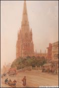 Ernest Parkman Framed and glazed watercolour of Bristol scene, St Marys Radcliffe,  Bristol artist,