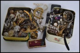 A collection of vintage and retro costume jewellery to include silver item's, brooches, bracelets,