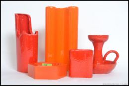 A collection of retro ceramics - all in wacky colours, and unusual shapes.