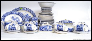 An Old Alton blue and white dinner service comprising plates, cups, saucers, tureens, gravy boat,
