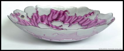 A large Murano style coloured art glass dish, with Murano label to side.
