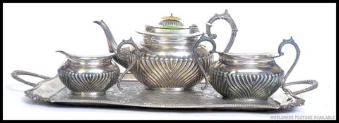 An Edwardian James Dixon & Son silver plated part tea service marked to base ' JD&S ,