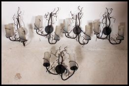 A collection of 5x vintage retro tree / natural form metal wall light sconces.