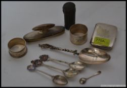 A collection of silver hallmarked items, silver metal items etc,