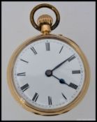 An 18ct gold early 20th century ladies fob watch by Jackman & Sons of Bath, England.