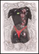 A 20th century fibreglass made shop display / art piece of a half mannequin set within a fibreglass