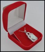 A white metal 925 silver cz and opalite pendant necklace on a 925 chain 6.