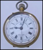A gentleman`s Liga plated metal cased, open faced pocket watch,