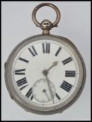 A 19th century silver cased gentlemans key wind  fusee movement pocket watch.