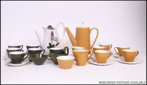 Two retro coffee sets the first being a six setting by Midwinter along with a Johnson's ' Snowflake