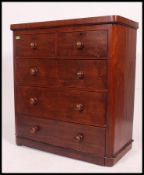 A Victorian 19th century mahogany two over three chest of drawers,