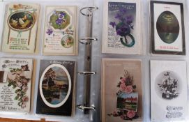 POSTCARDS. Album with 464 vintage Greetings type.