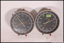 A vintage industrial mid 20th century factory wall hanging stop clock by Junghans.