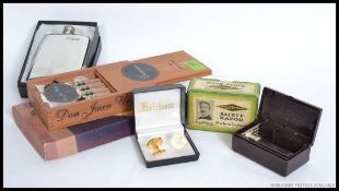 A gentlemans lot to include cigars, a boxed Gillette safety razor, an unused pewter hip flask,