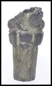 A bronze walking stick topper / knop in the form of a frog.