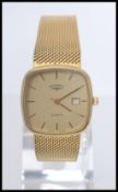A good quality cased gentlemans Rotary wristwatch having square face with baton numerals and date