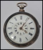 A 19th century silver cased gentlemans open faced half hunter pocket watch,