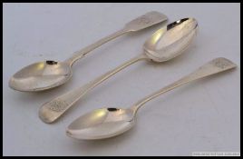 3 Victorian silver hallmarked teaspoons with monograms to the handles.
