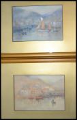 Herbert E. Butler (British, 1861-1931), two watercolour paintings of harbour scenes.