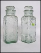 A pair of vintage pressed glass sweet jars,
