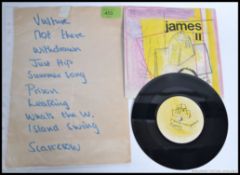 James - James handwritten set list from April 1983 when they where supporting The Smiths along with