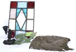 A mixed lot to include a 20th century carved jade dragon, a vintage chain mail purse (AF),