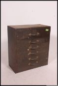A vintage retro Industrial metal straight six filing chest of drawers,