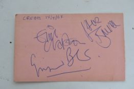 THE CREAM; A page from an autograph book dated 18/4/1967 from The Corn Exchange, Bristol,