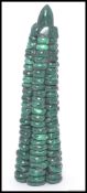 An unusual 20th century stone / malachite statue ornament of pointed form.