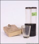 2 vintage silver and cut glass perfume vials of large form together with a vintage perfume bottle