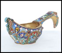 Al Russian gilded silver and enamel Kvosh being decorated with individual cartouche panels,