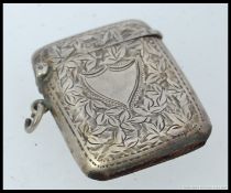 A hallmarked silver vesta case, with chased detail to the exterior, and hallmarks in the rim.