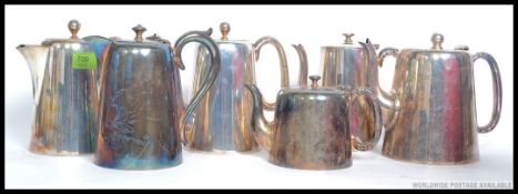 A collection 20th century silver plated hotel wares - teapots ( 6 total )