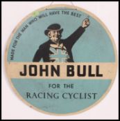 A 1970's original retro John Bull shop advertising sign of wooden circular form ' Made for the man