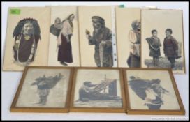 A collection of unusual black and white tinted colour photographs of Tibetan peoples.