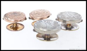 Two pairs of Bachelors Buttons / cufflinks - both unmarked, although tested as 9ct gold and silver.