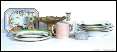 A collection of assorted ceramics to include a majolica style sealife dish,