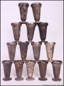 An unusual set of Belgian silver plated ice cream beakers - pots.