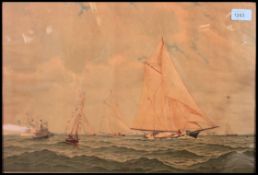 A Race For The Queens Cup dated 1882 maritime related print,