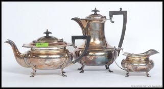 A good quality three piece silver plated tea service consisting of a teapot,