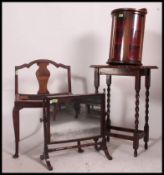 A Victorian mahogany toilet swing mirror together with a barleytwist oak lamp table,