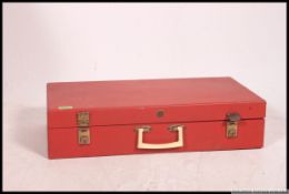 A large 1960's retro vintage red and white two tone picnic hamper with contents in good condition